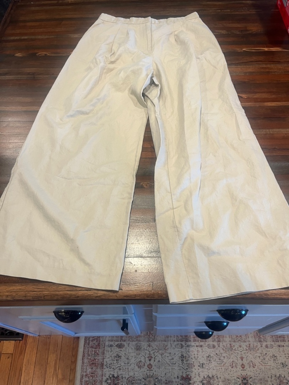 NWOT J. McLaughlin Linen Fiona Wide-Leg Pants in Light Beige - size 12 - Picture 2 of 5